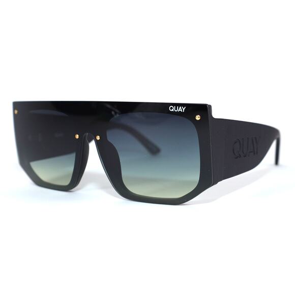 Quay Australia FULLY BOOKED Shield Sunglasses - Matte Black/Smoke Green - NWT - Picture 2 of 11